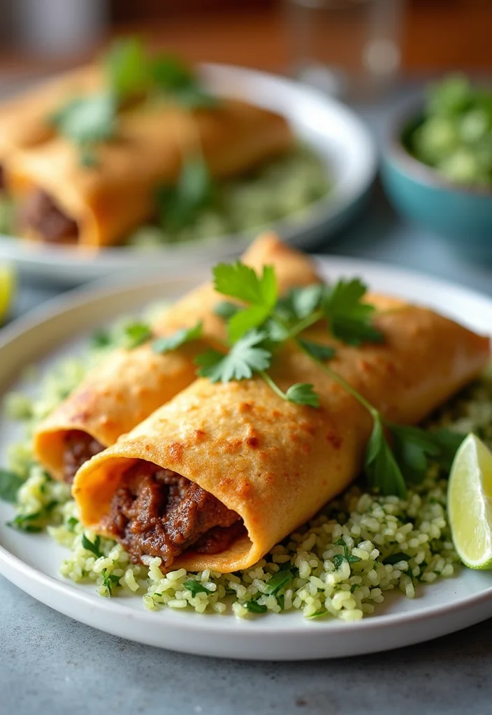 14 Beef Chimichanga Ideas That Make Dinner So Much Easier - 8. Beef Chimichanga with Cilantro-Lime Rice