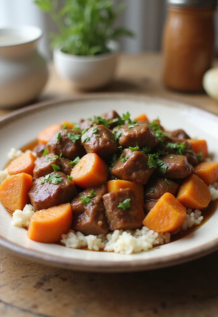 15 Easy Beef Stew With Rice Meals That Always Impress - 11. Beef Stew with Sweet Potatoes and Rice