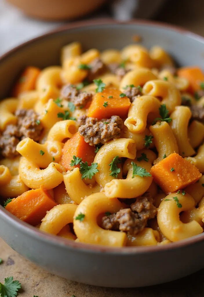 16 Underrated Mac And Cheese With Ground Beef Recipes Worth Making - 16. Mac and Cheese with Ground Beef and Sweet Potatoes