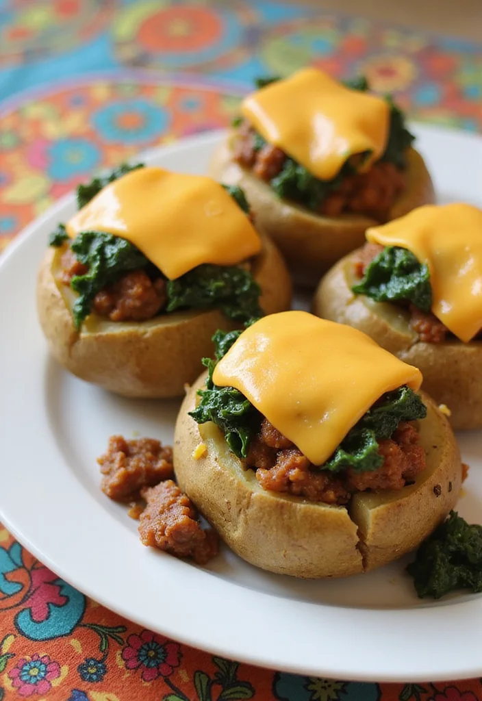 17 Ground Beef Gravy Mashed Potato Dinners That Even Picky Eaters Love - 12. Ground Beef and Spinach Stuffed Potatoes