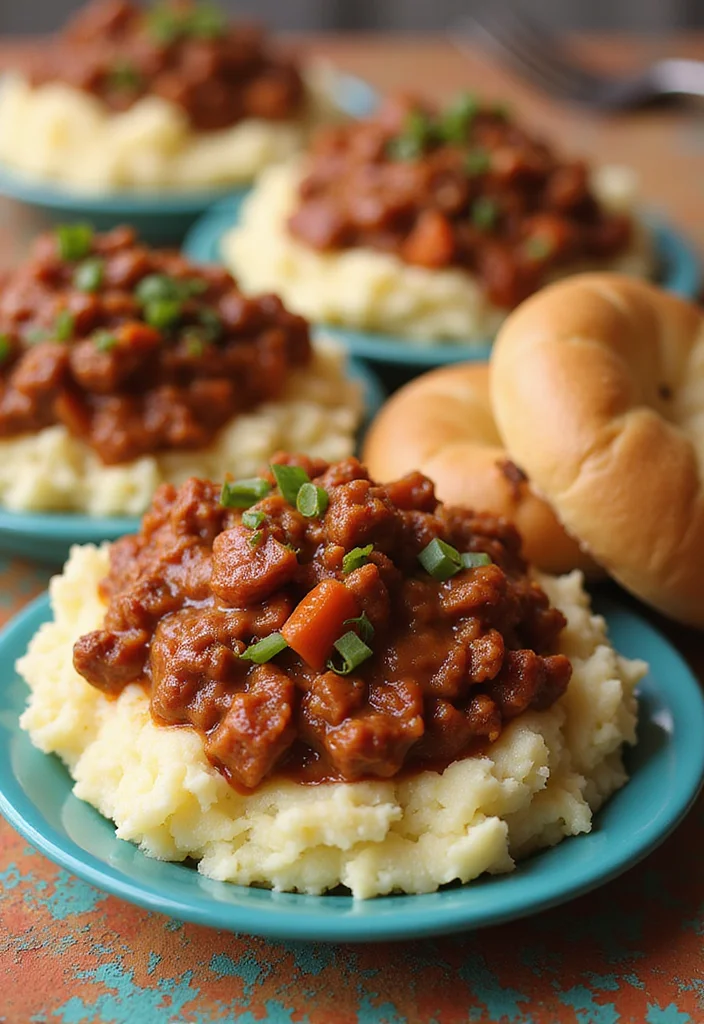 17 Ground Beef Gravy Mashed Potato Dinners That Even Picky Eaters Love - 15. Sloppy Joe Mashed Potato Bowls