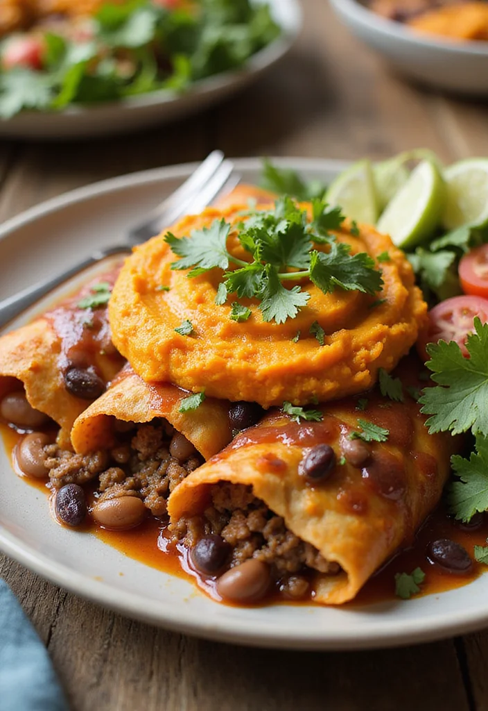 18 Beef And Bean Enchiladas Meals Perfect For Weeknight Cooking - 7. Beef and Bean Enchiladas with Sweet Potato Mash