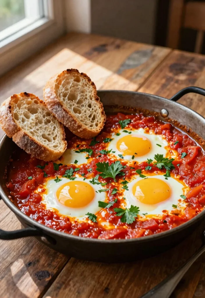 15 Bread and Egg Recipes: Simple Comfort Meals - 3. Shakshuka with Crusty Bread 1