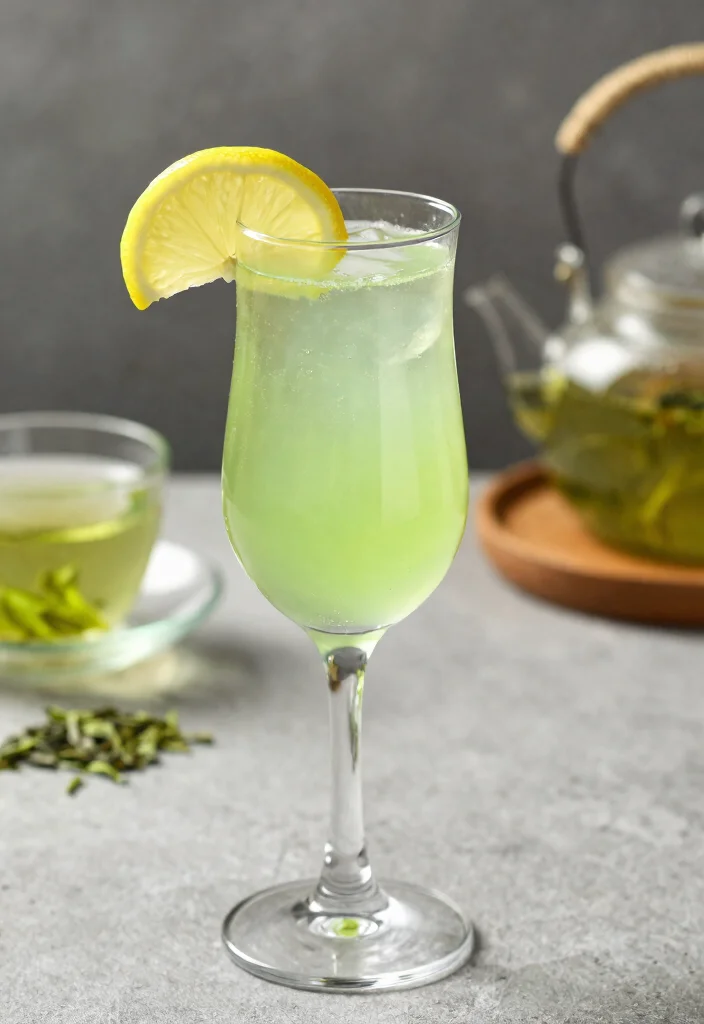 15 French 75 Cocktail Recipes: Classic Sparkling Drinks - 10. Green Tea French 75 1
