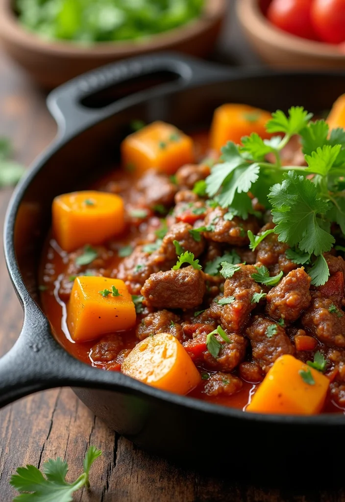 13 Beef and Potatoes Crock Pot Dinners That Even Picky Eaters Love - 9. Spicy Beef and Potato Skillet 1