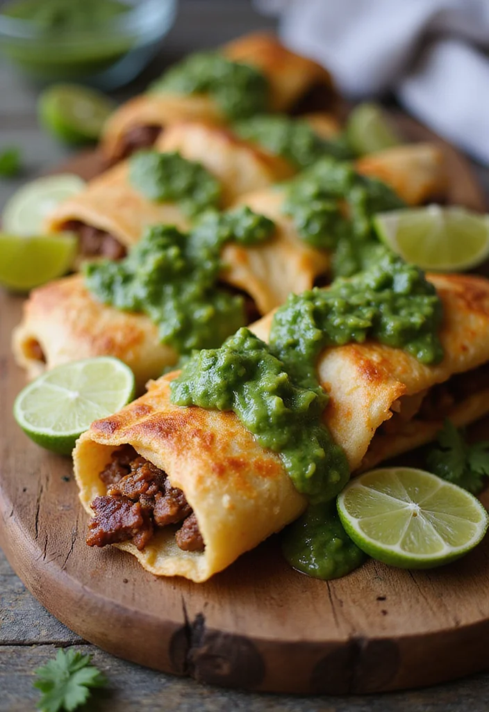 14 Beef Chimichanga Ideas That Make Dinner So Much Easier - 10. Beef Chimichanga with Salsa Verde 1
