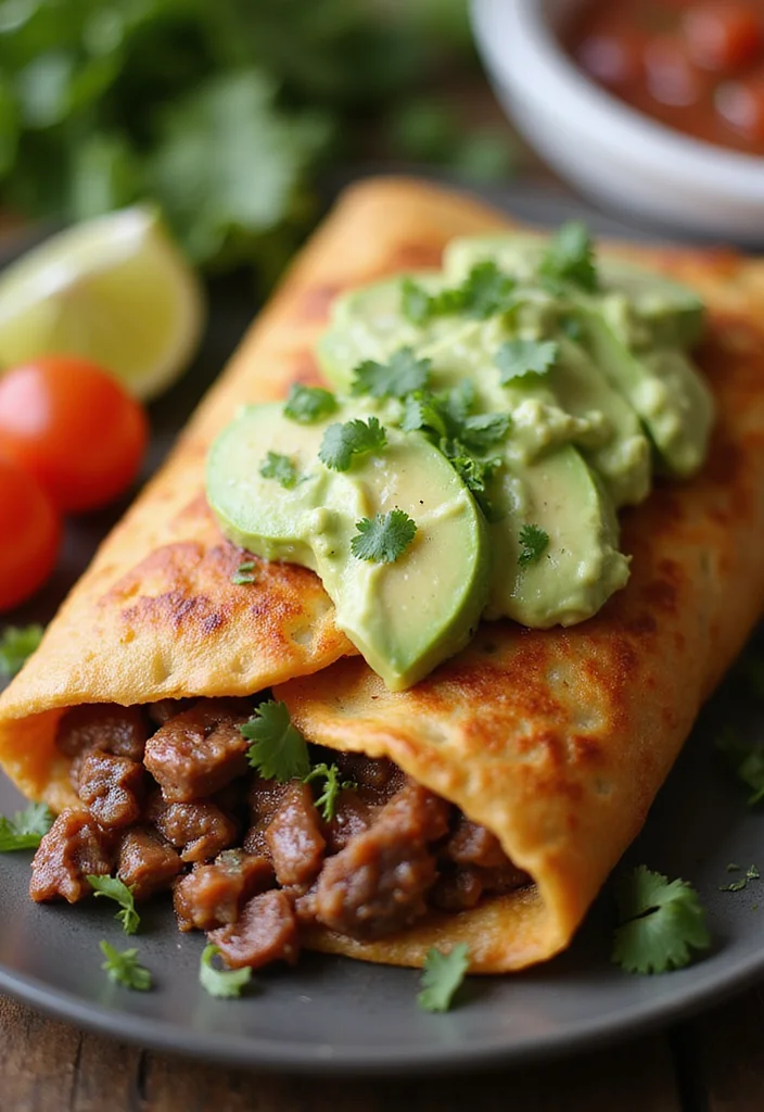 14 Beef Chimichanga Ideas That Make Dinner So Much Easier - 6. Beef Chimichanga with Avocado Crema 1