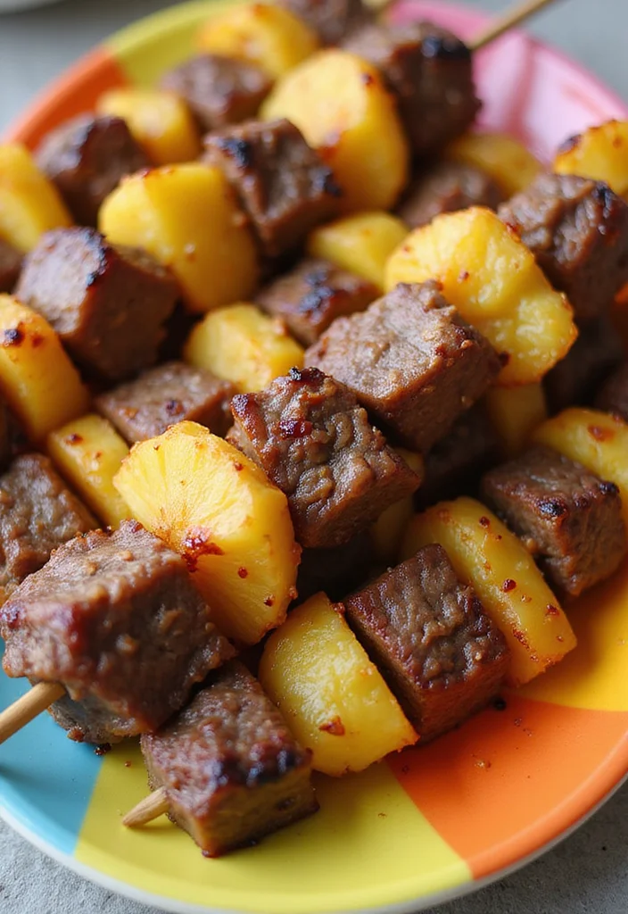 14 Comfort Food Beef Kabobs In Oven Dishes To Warm Your Night - 10. Beef & Pineapple Kabobs 1