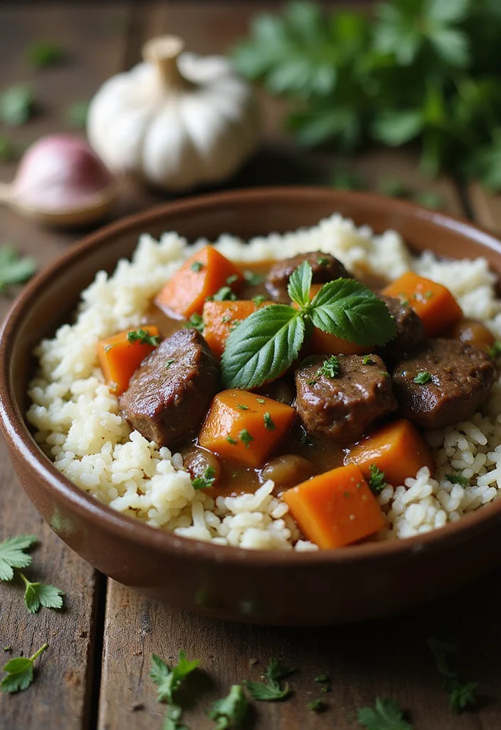 15 Easy Beef Stew With Rice Meals That Always Impress - 13. Garlic Herb Beef Stew with Rice 1