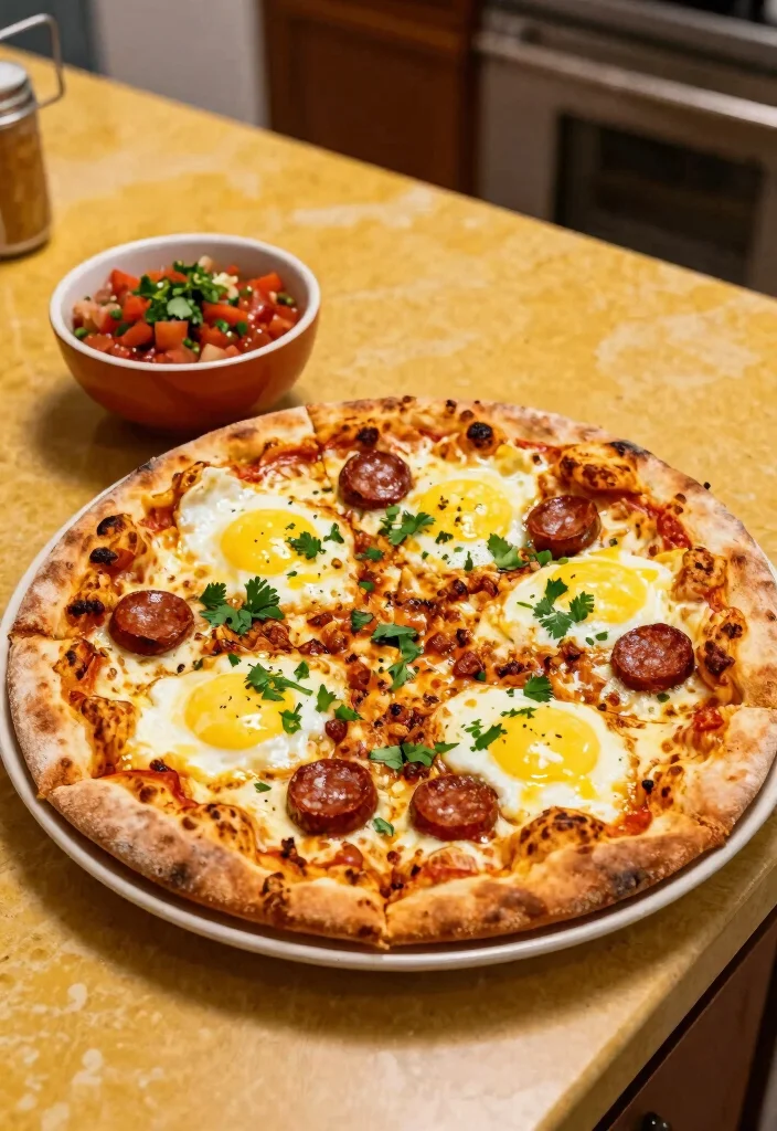 16 French Bread Pizza Recipes for Quick Customizable Dinners - 16. Chorizo and Egg Breakfast French Bread Pizza 1