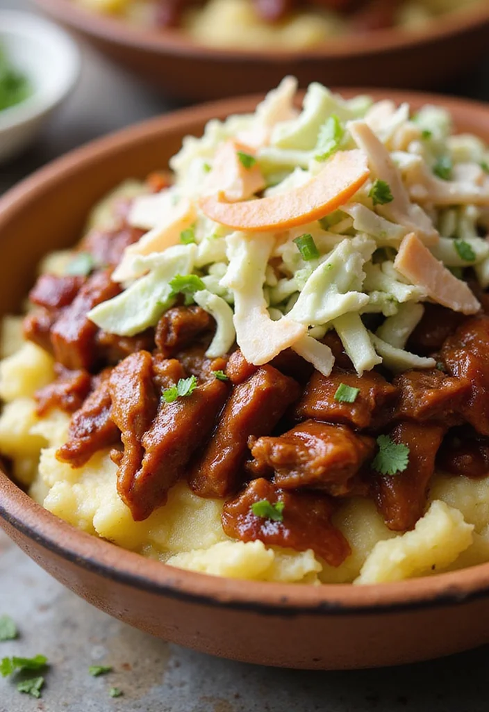 17 Ground Beef Gravy Mashed Potato Dinners That Even Picky Eaters Love - 7. BBQ Beef and Mashed Potato Bowl 1