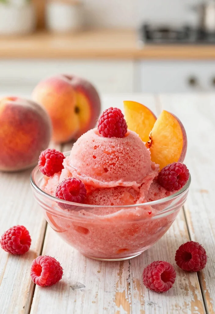17 Guilt-Free Desserts: Dash Ice Cream Maker Recipes to Satisfy Your Sweet Tooth - 12. Raspberry Peach Sorbet 1