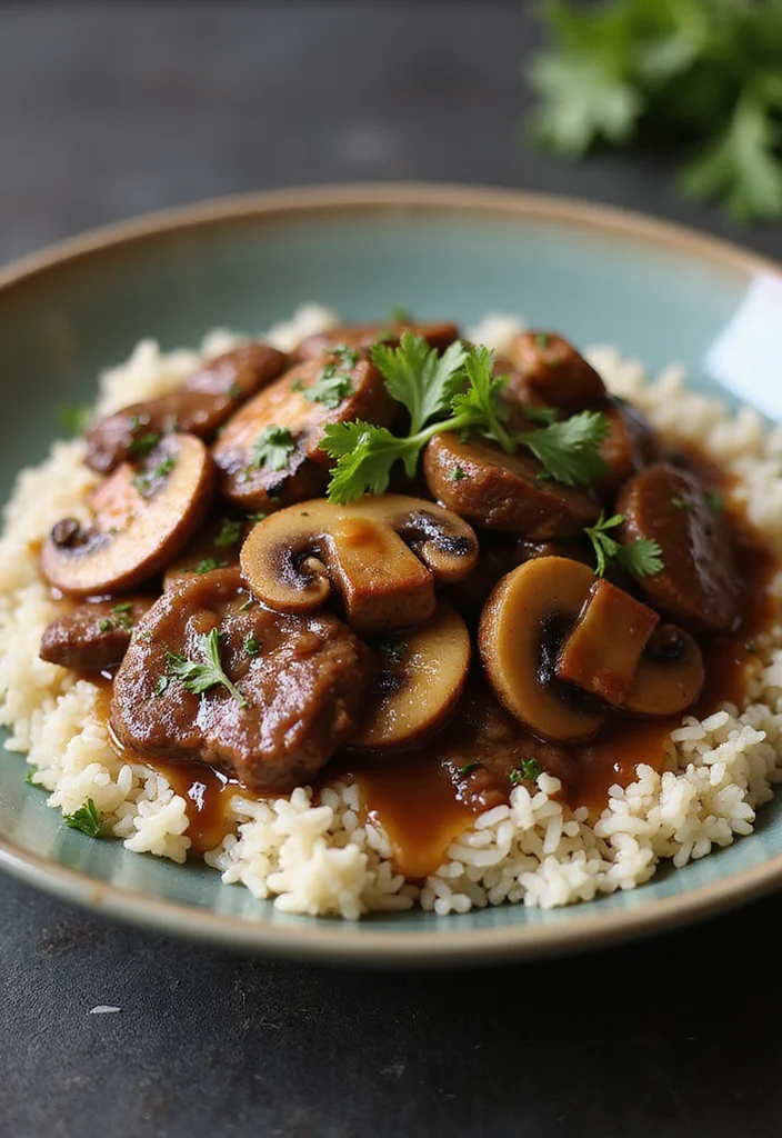 17 Korean Beef And Rice Recipes Packed With Big Flavor - 10. Beef and Mushrooms Over Rice 1