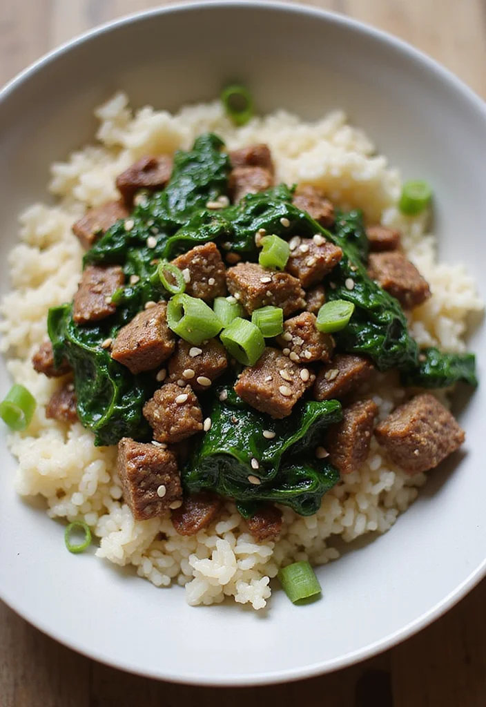 17 Korean Beef And Rice Recipes Packed With Big Flavor - 13. Beef and Spinach Rice Bowl 1