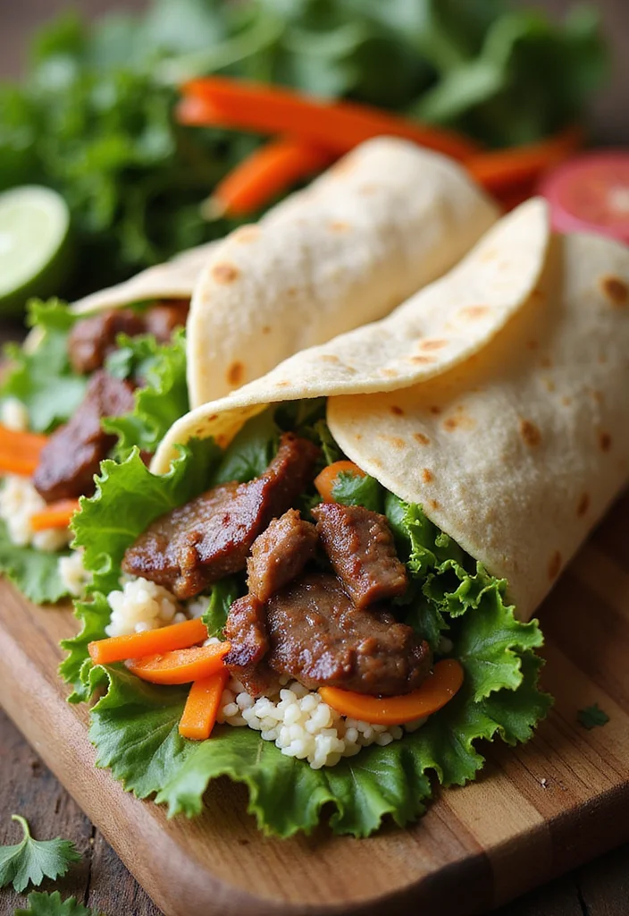 17 Korean Beef And Rice Recipes Packed With Big Flavor - 3. Korean BBQ Beef and Rice Wrap 1
