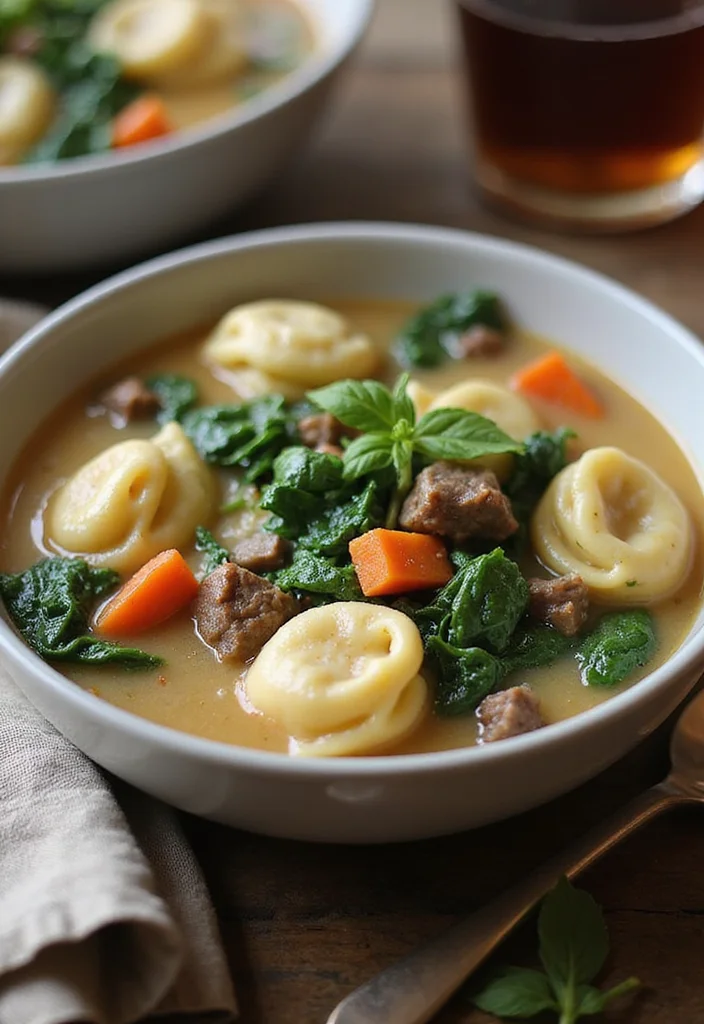 17 Underrated Beef Tortellini Soup Recipes Worth Making - 16. Beef Tortellini Soup with Creamy Spinach 1