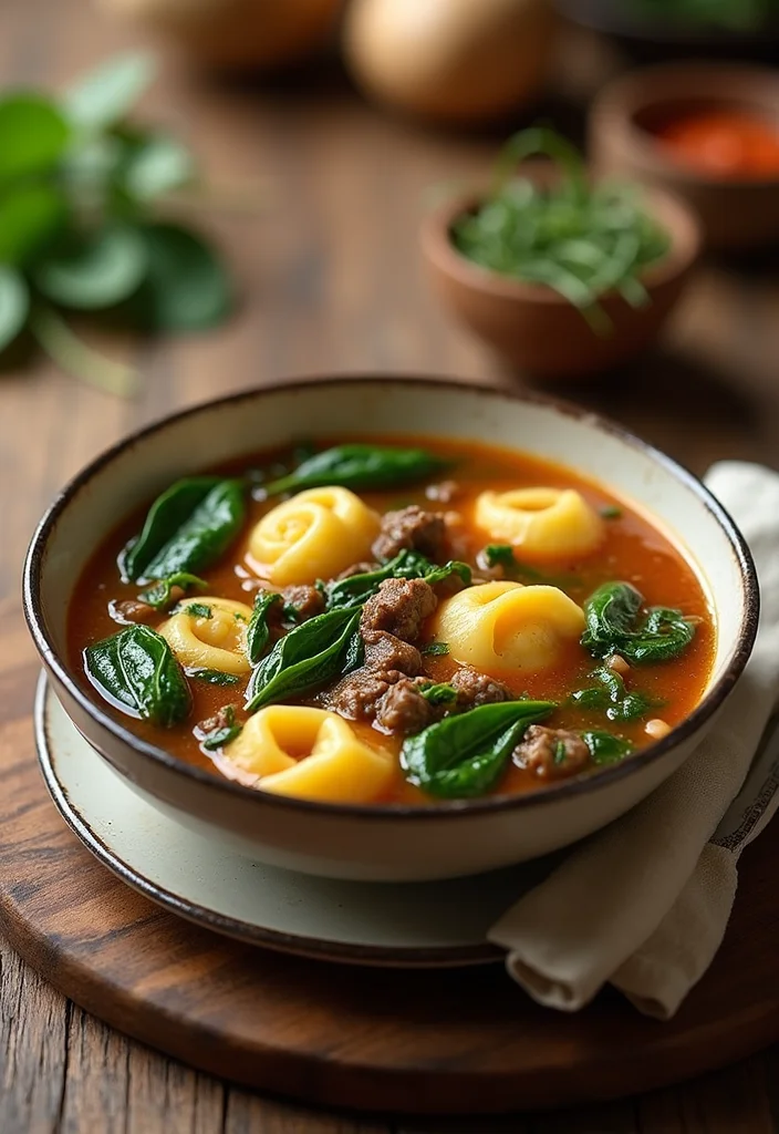 17 Underrated Beef Tortellini Soup Recipes Worth Making - 3. Beef Tortellini Soup with Spinach 1