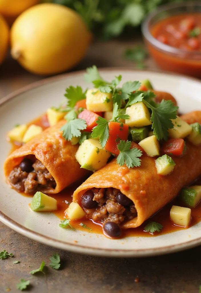 18 Beef And Bean Enchiladas Meals Perfect For Weeknight Cooking - 18. Beef and Bean Enchiladas with Pineapple Salsa 1