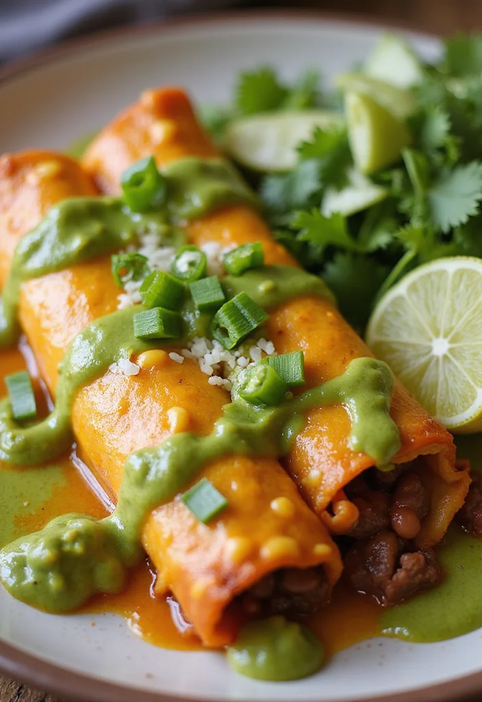 18 Beef And Bean Enchiladas Meals Perfect For Weeknight Cooking - 3. Cheesy Beef and Bean Enchiladas with Green Sauce 1