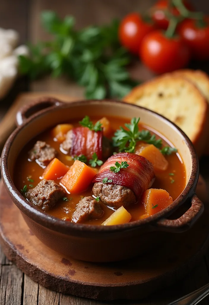 18 Crowd-Pleaser Keto Beef Stew Slow Cooker Ideas You’ll Save Immediately - 18. Bacon-Wrapped Beef Stew 1