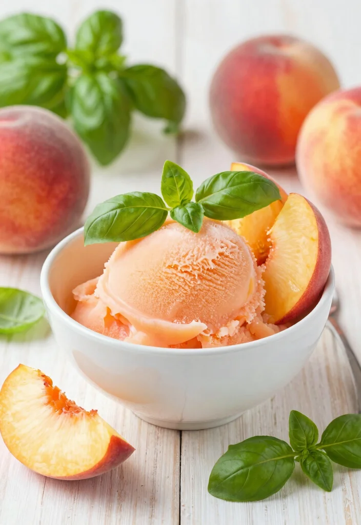 18 Cuisinart Ice Cream Maker Recipes for Creamy Homemade Treats - 7. Peach Basil Sorbet 1