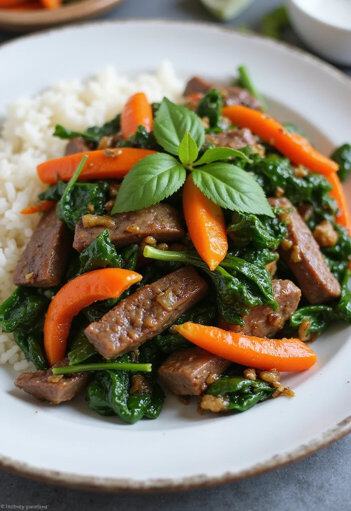 18 Fast & Flavorful Thai Beef Recipes To Cook This Week - 13. Thai Beef and Spinach Stir-Fry 1